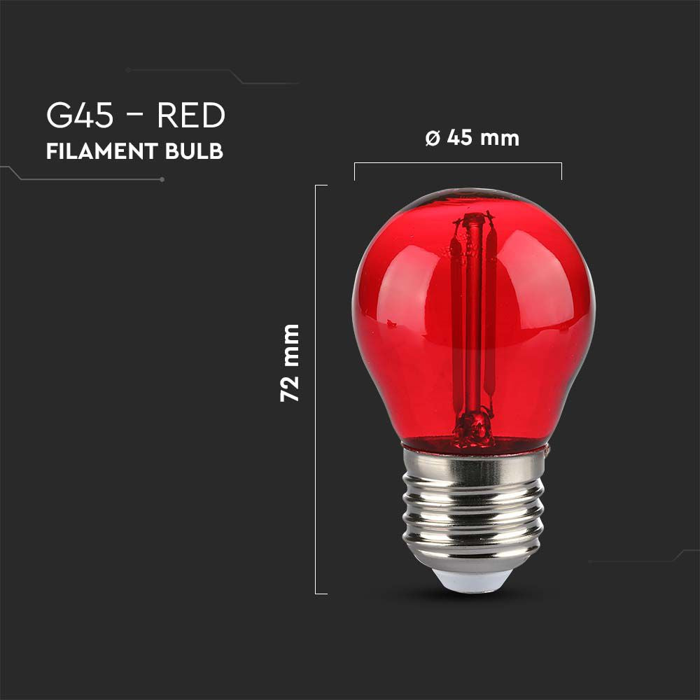 2W G45 Żarówka LED Filament / Czerwony / Trzonek:E27