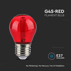 2W G45 Żarówka LED Filament / Czerwony / Trzonek:E27