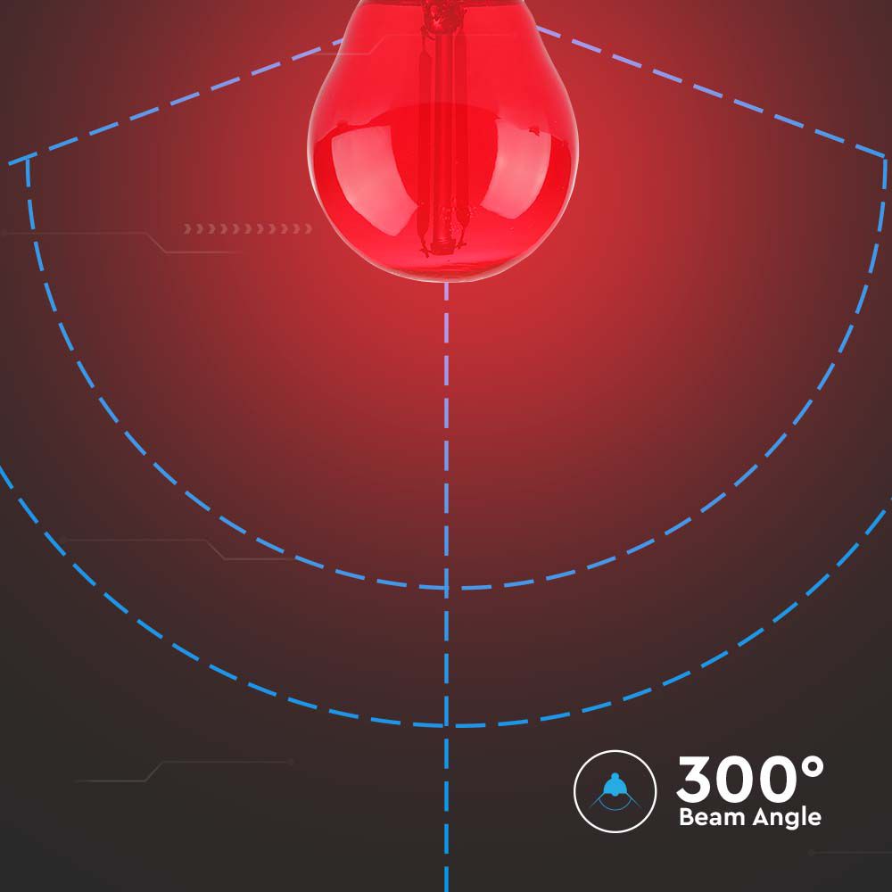 2W G45 Żarówka LED Filament / Czerwony / Trzonek:E27