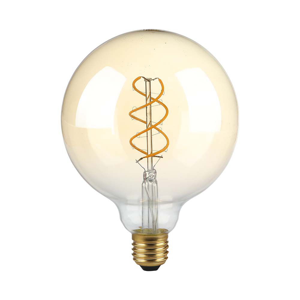 5W Żarówka LED G125 Filament / Barwa:1800K / Klosz Bursztynowy / Trzonek:E27