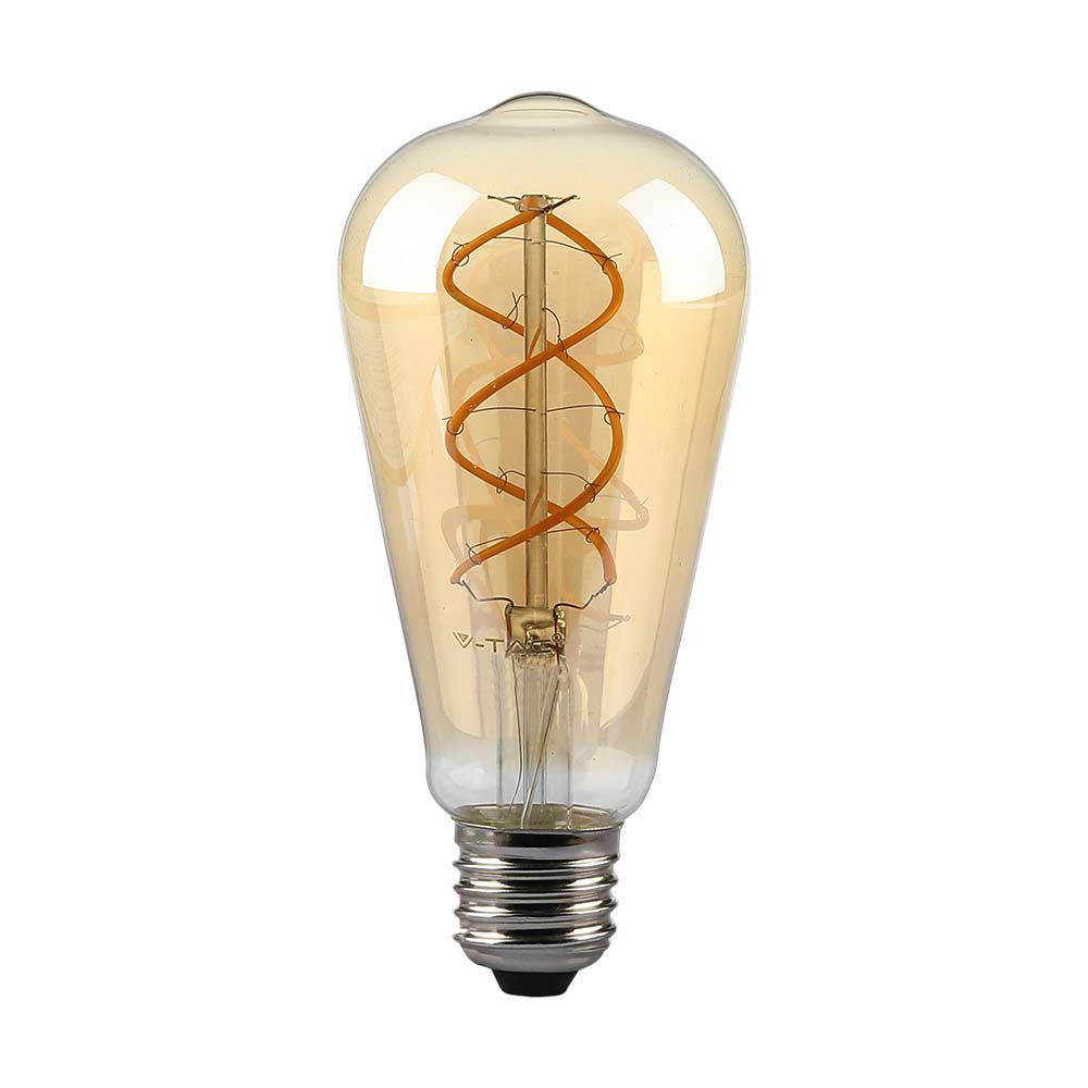 5W ST64 Żarówka LED Filament / Barwa:1800K / Klosz Bursztynowy / Ściemniana / Trzonek:E27