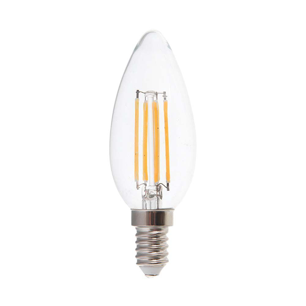 6W C35 Żarówka LED Filament / Klosz Transparentny / Barwa:3000K / Trzonek:E14