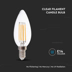 6W C35 Żarówka LED Filament / Klosz Transparentny / Barwa:4000K / Trzonek:E14