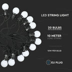 10W Girlanda LED / Długość: 10mb / Ilość żarówek: 20x0,5 / Barwa:6000K