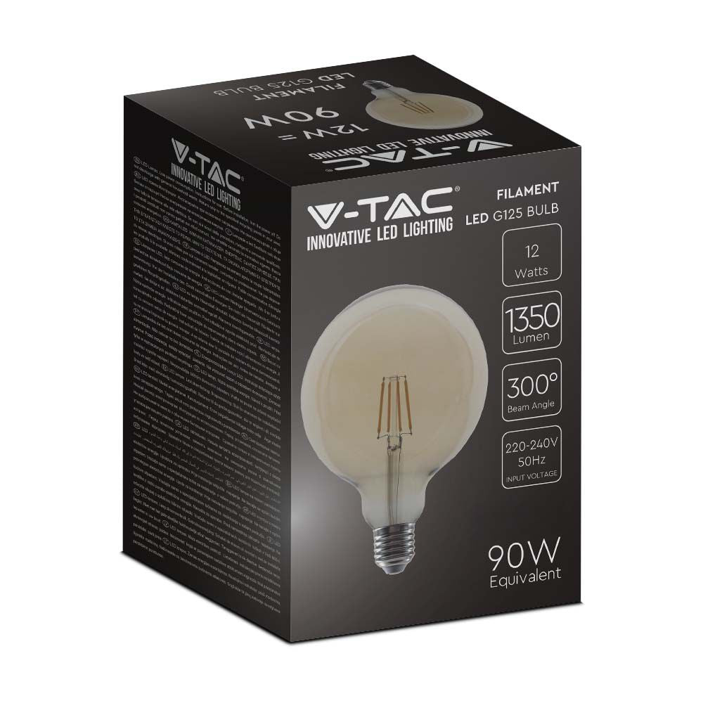 12.5W G125 Żarówka LED Filament / Klosz Bursztynowy / Barwa:2200K / Trzonek:E27