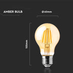 12W A70 Żarówka LED Filament / Klosz Bursztynowy / Barwa:2200K / Trzonek:E27