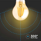 12W A70 Żarówka LED Filament / Klosz Bursztynowy / Barwa:2200K / Trzonek:E27