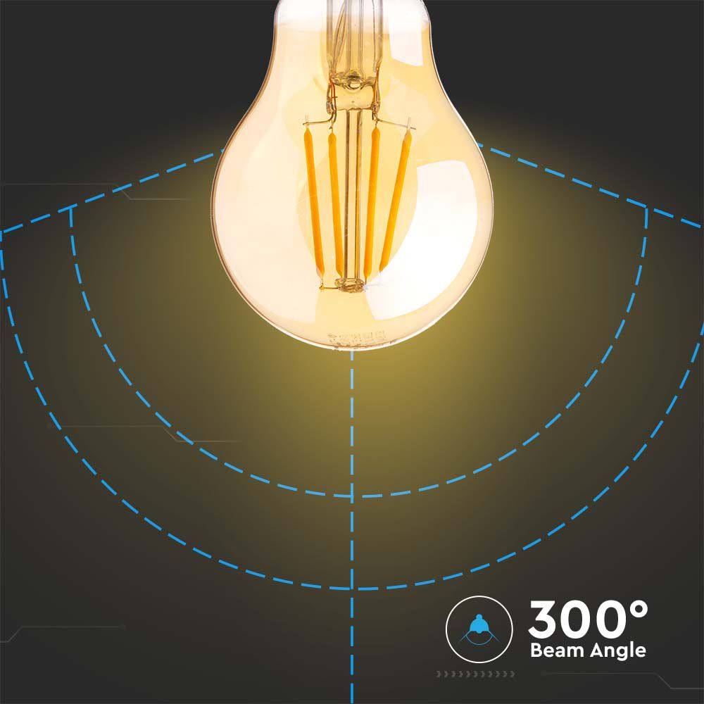 12W A70 Żarówka LED Filament / Klosz Bursztynowy / Barwa:2200K / Trzonek:E27