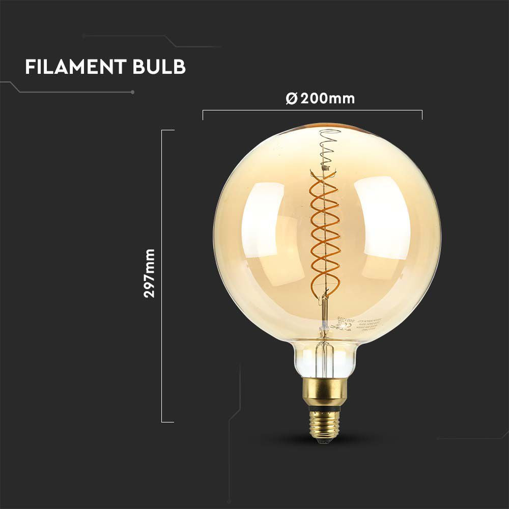 8W G200 Żarówka LED Filament / Barwa:1800K / Ściemniana / Trzonek:E27