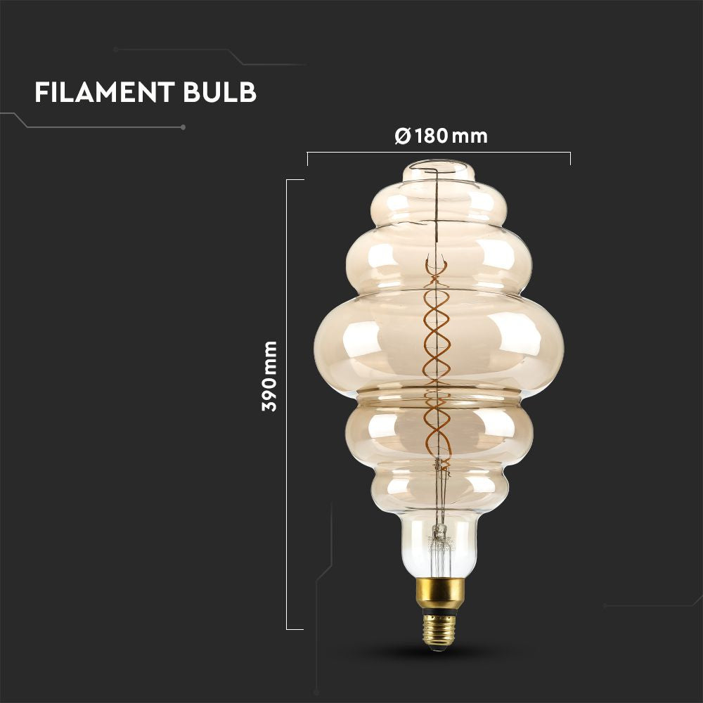 8W Żarówka dekoracyjna LED S200 / Klosz: Bursztynowy / Barwa:1800K / Ściemniana / Trzonek:E27