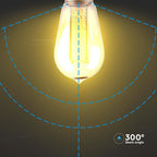 4W ST64 Żarówka LED Filament / Klosz Bursztynowy / Barwa:1800K / Trzonek:E27