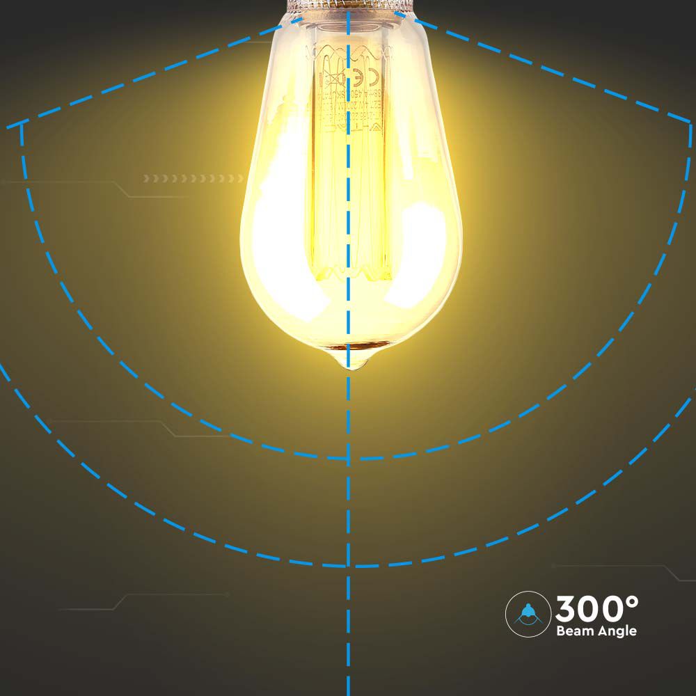 4W ST64 Żarówka LED Filament / Klosz Bursztynowy / Barwa:1800K / Trzonek:E27