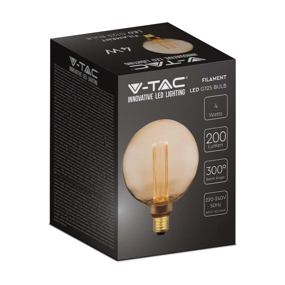 4W G125 Żarówka LED Filament / Klosz Bursztynowy / Barwa:1800K / Trzonek:E27