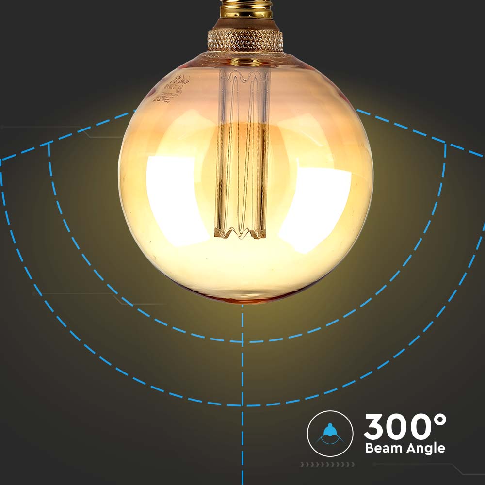4W G125 Żarówka LED Filament / Klosz Bursztynowy / Barwa:1800K / Trzonek:E27