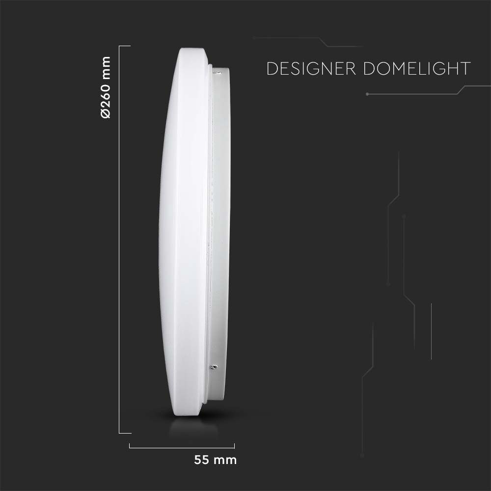 12W Plafon LED DOME / Średnica: 230 / Klosz: Mleczny / Barwa:3w1