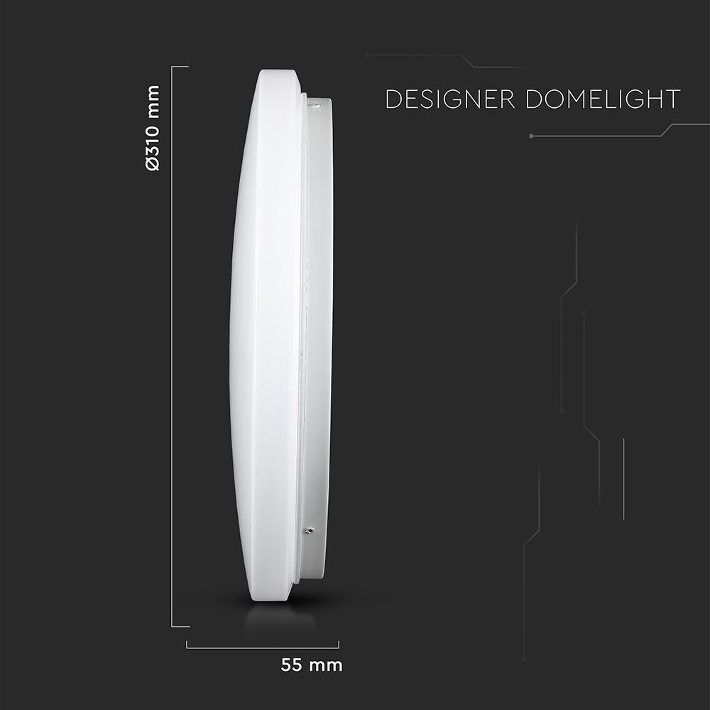18W Plafon LED DOME / Średnica: 300 / Klosz: Mleczny / Barwa:3w1