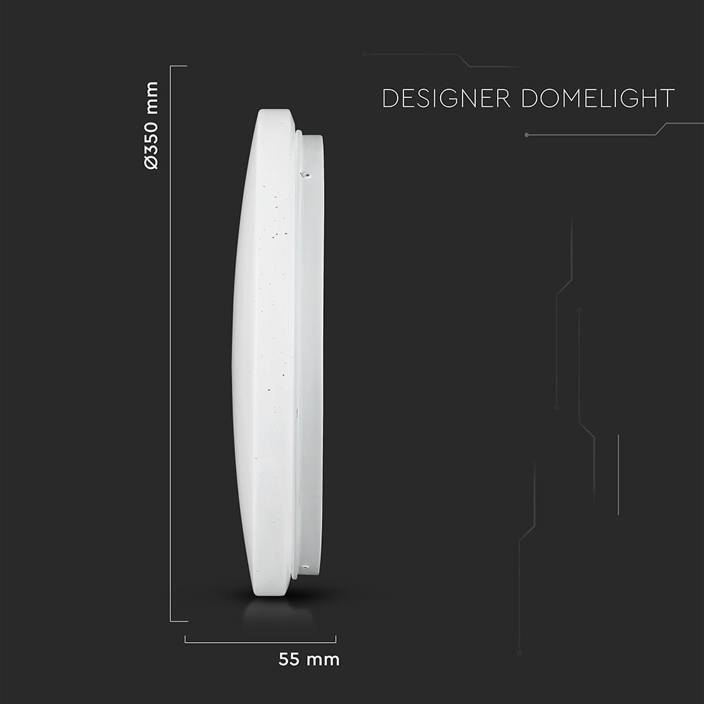 24W Plafon LED DOME / Średnica: 350 / Klosz: Efekt gwiazdek / Barwa:3w1