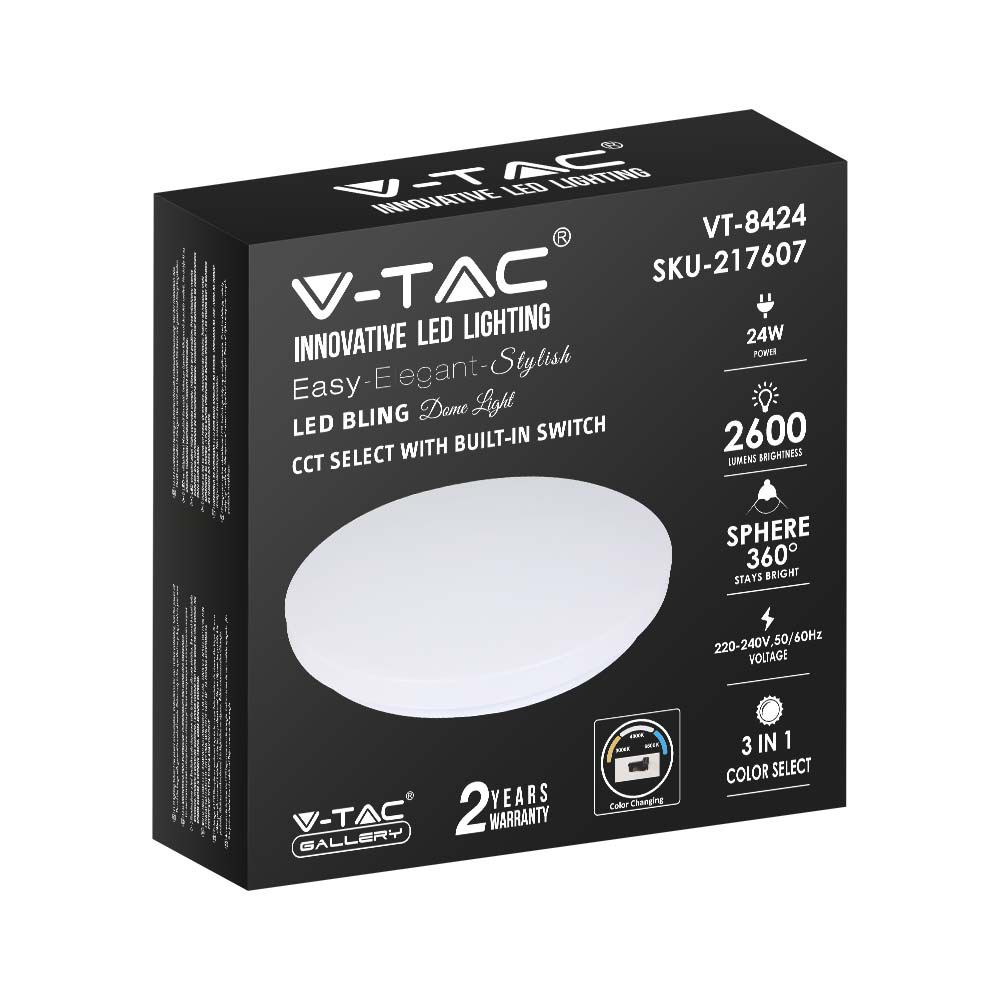 24W Plafon LED DOME / Średnica: 350 / Klosz: Mleczny / Barwa:3w1