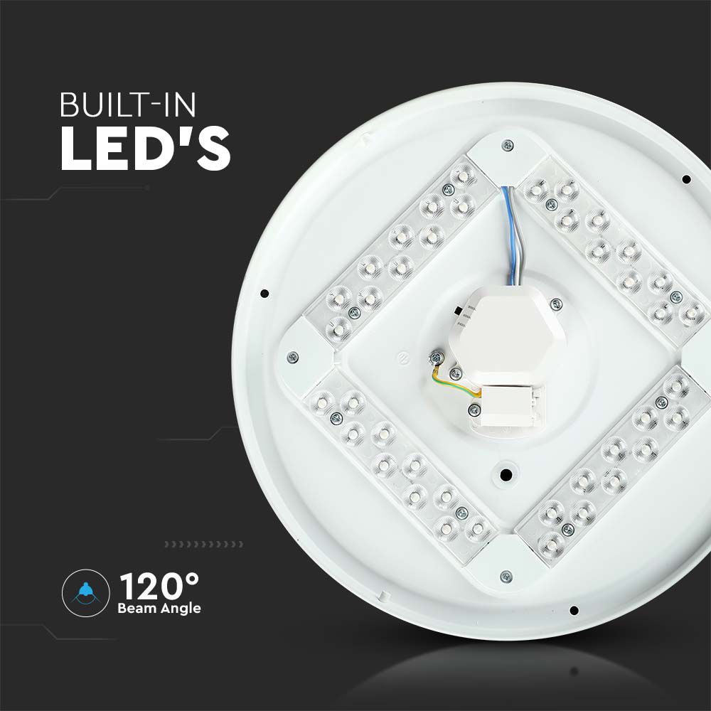 24W Plafon LED DOME / Średnica: 350 / Klosz: Mleczny / Barwa:3w1
