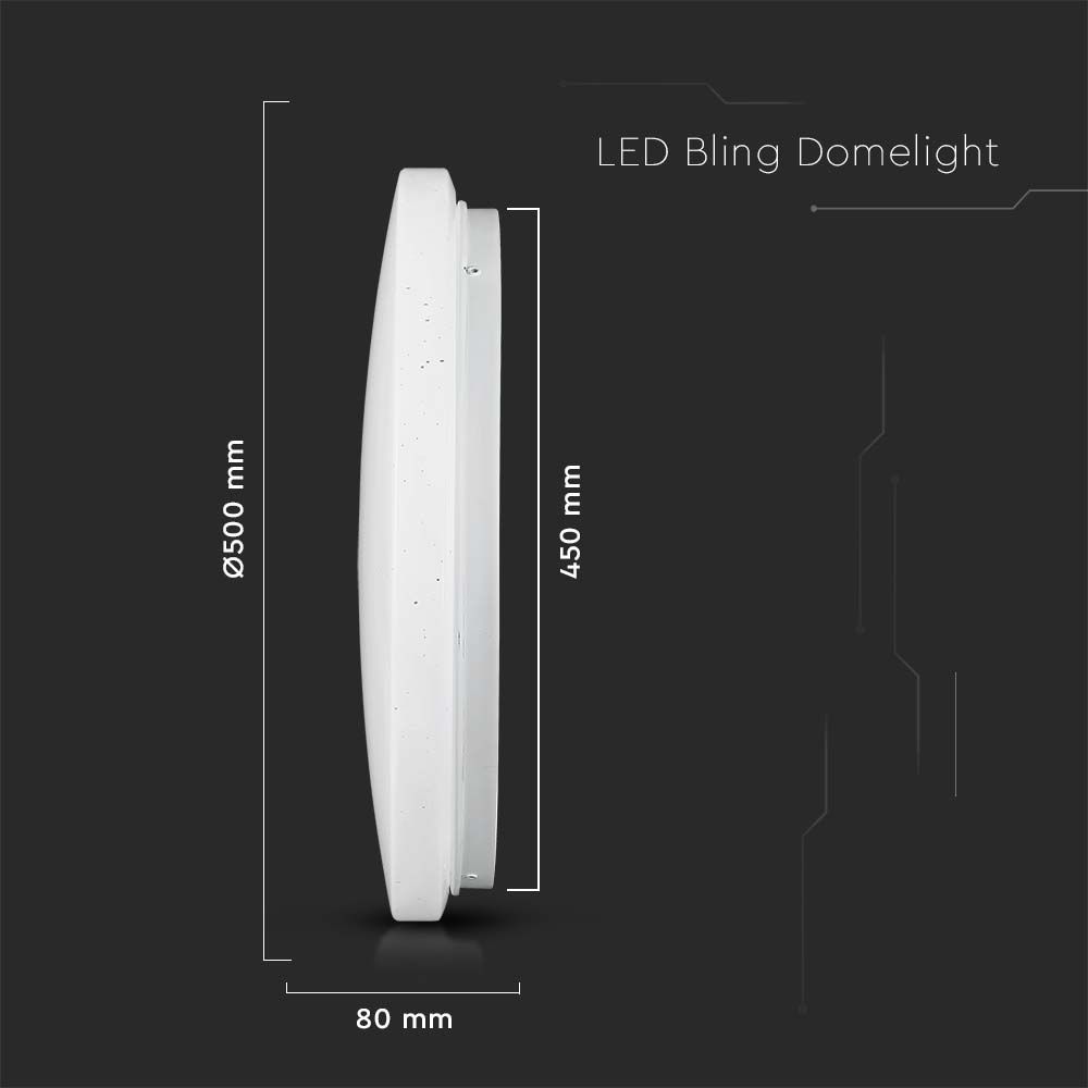 36W Plafon LED DOME / Średnica: 450 / Klosz: Efekt gwiazdek / Barwa:3w1