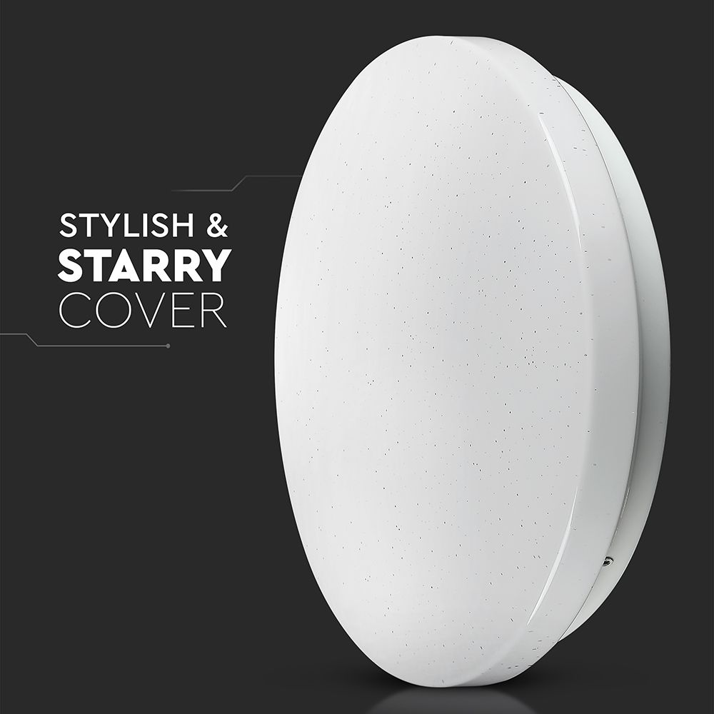 36W Plafon LED DOME / Średnica: 450 / Klosz: Efekt gwiazdek / Barwa:3w1