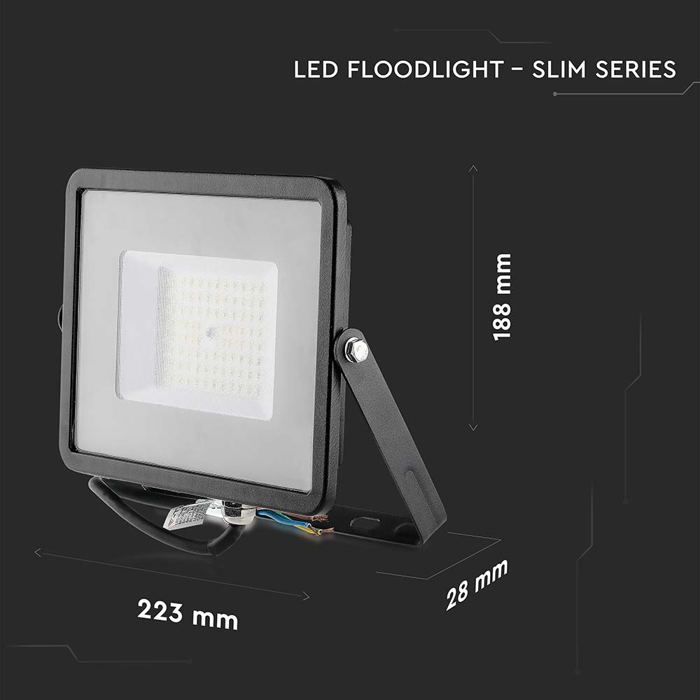 50W Naświetlacz LED SMD / Chip SAMSUNG / Barwa:6400K / Obudowa: Czarna / Wydajność: 115lm/w