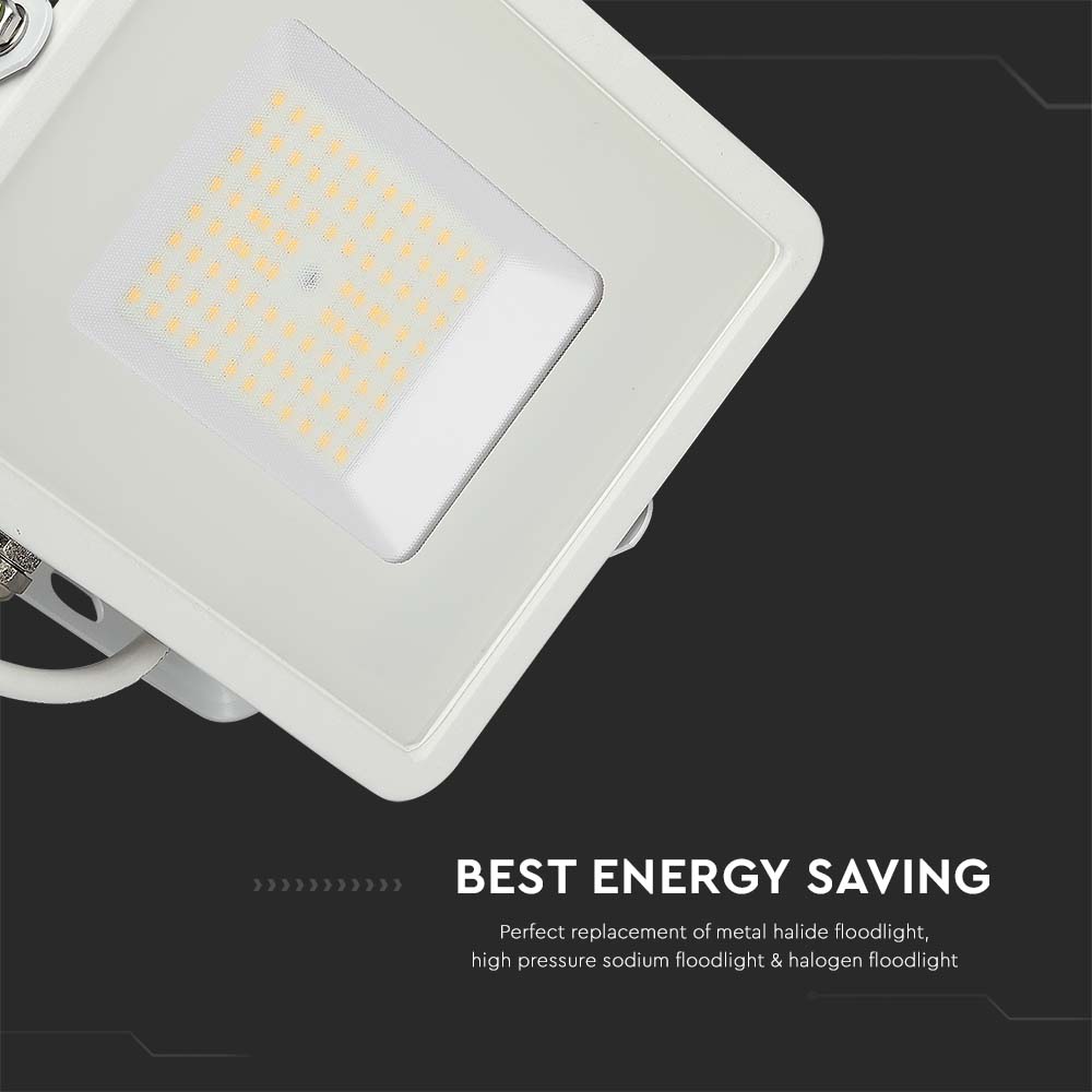 50W Naświetlacz LED SMD / Chip SAMSUNG / Barwa:4000K / Obudowa: Biała / Wydajność: 115lm/w