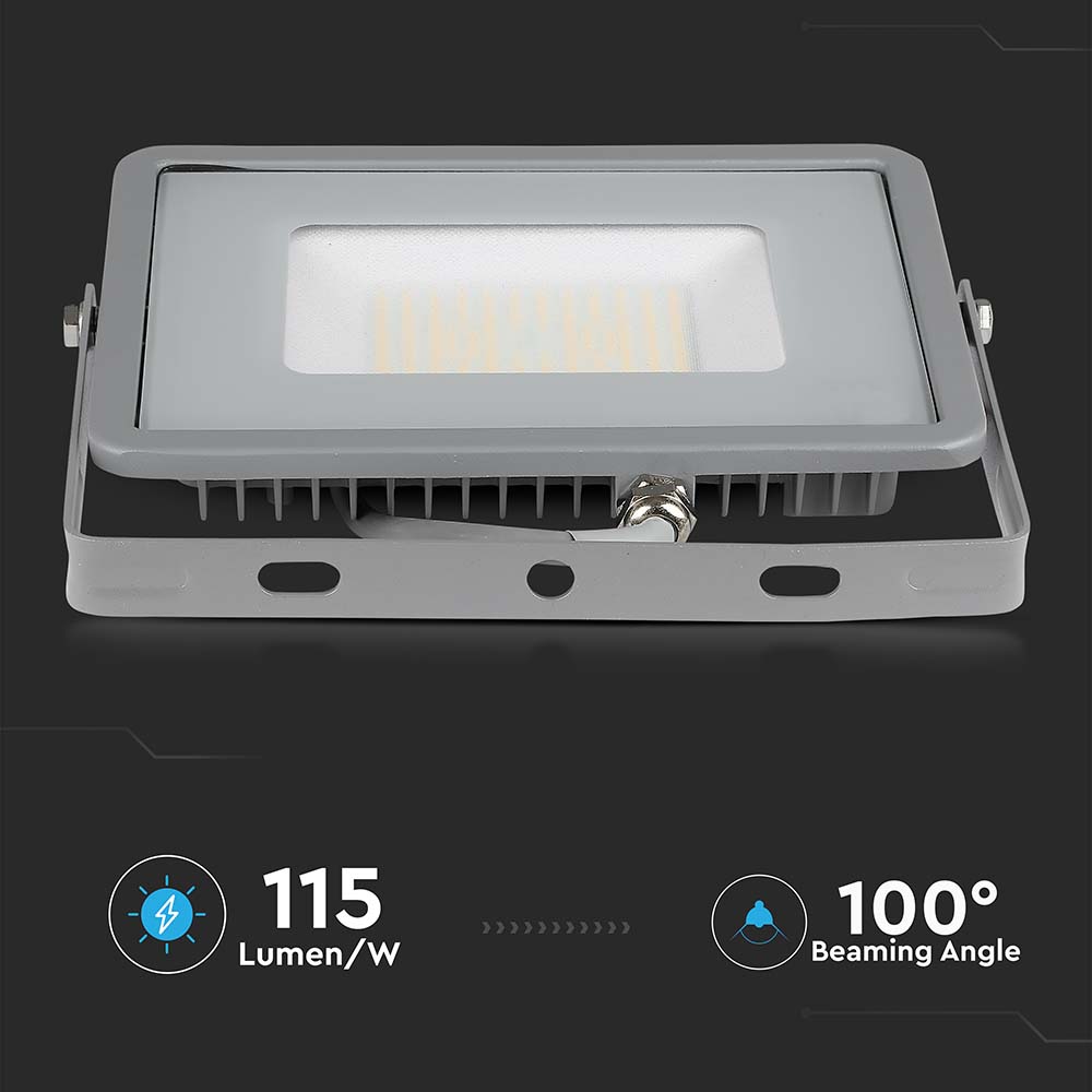 50W Naświetlacz LED SMD / Chip SAMSUNG / Barwa:6400K / Obudowa: Szara / Wydajność: 115lm/w