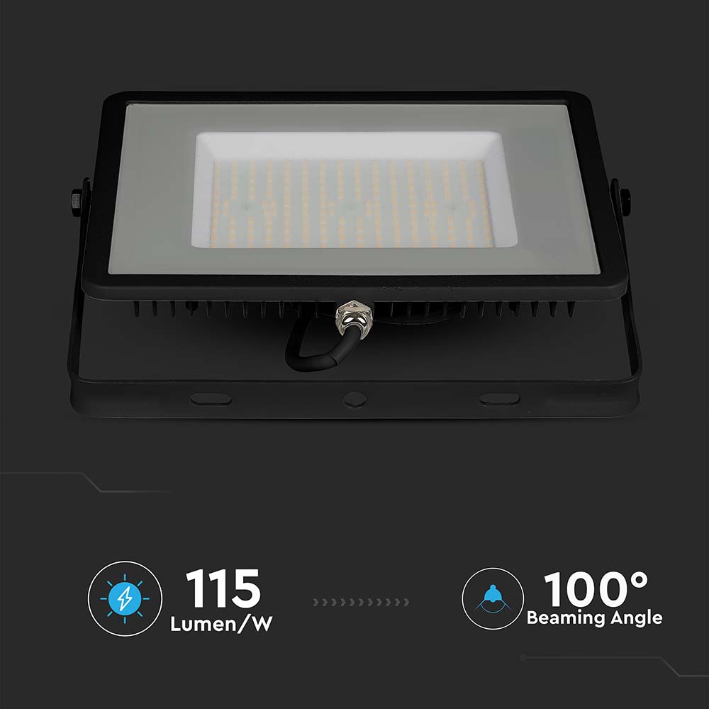 100W Naświetlacz LED SMD / Chip SAMSUNG / Barwa:6400K / Obudowa: Czarna / Wydajność: 115lm/w