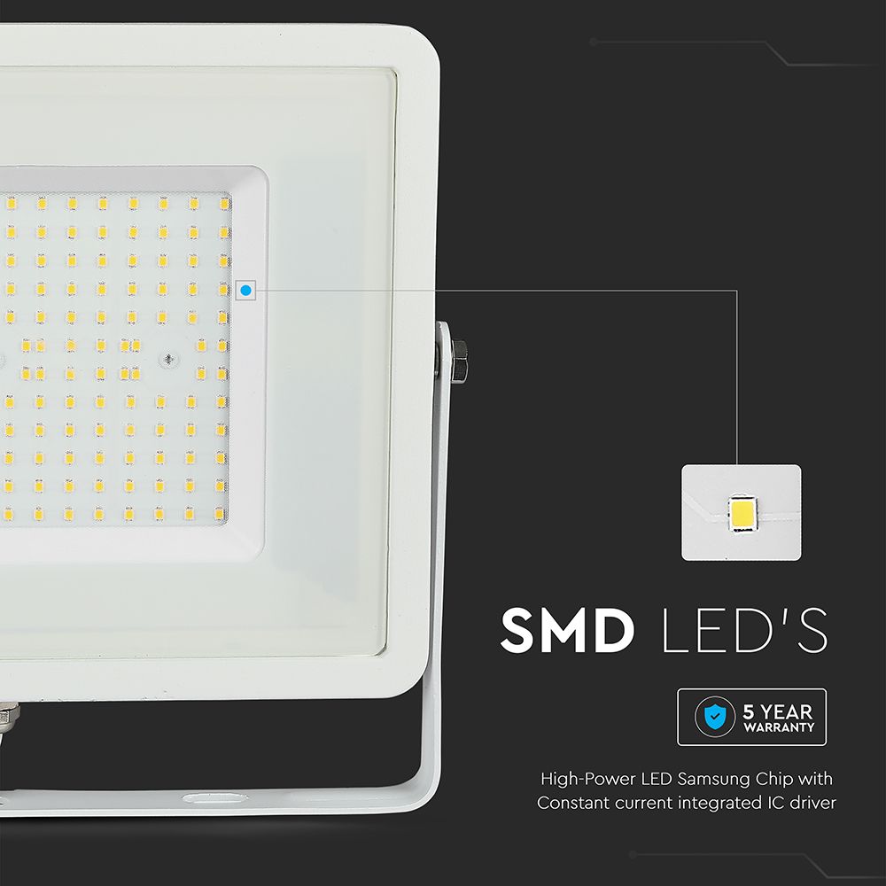100W Naświetlacz LED SMD / Chip SAMSUNG / Barwa:4000K / Obudowa: Biała / Wydajność: 115lm/w