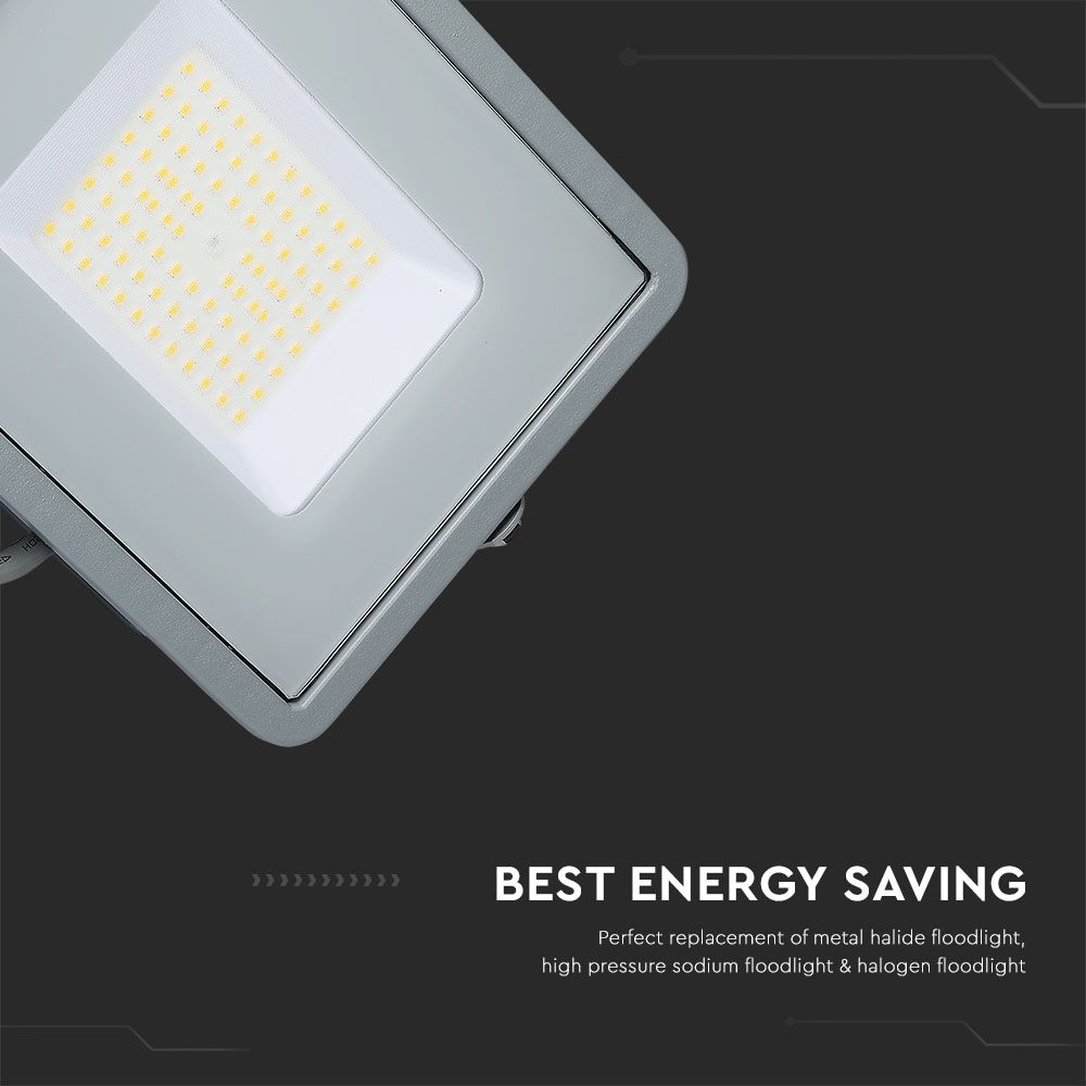 100W Naświetlacz LED SMD / Chip SAMSUNG / Barwa:4000K / Obudowa: Szara / Wydajność: 115lm/w