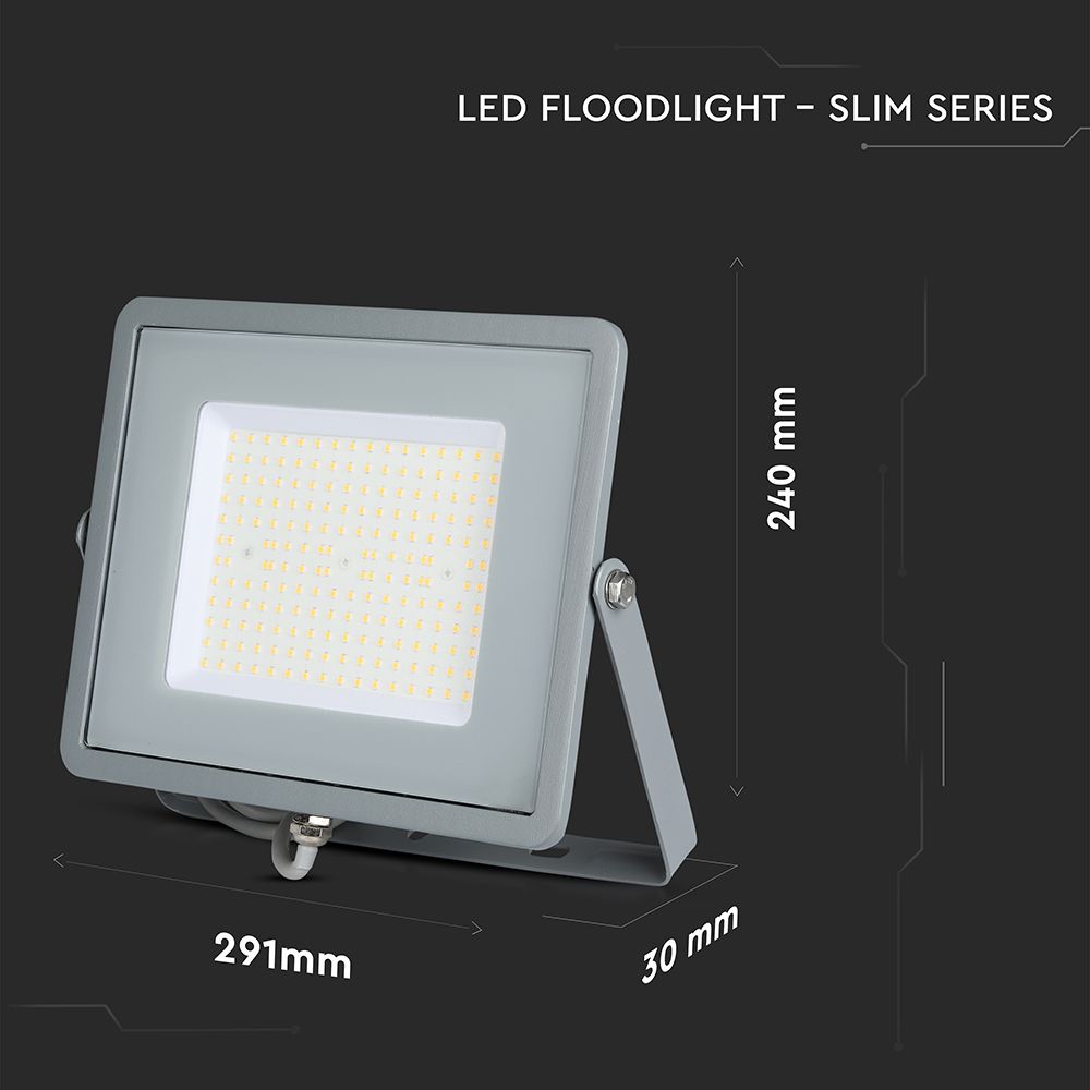 100W Naświetlacz LED SMD / Chip SAMSUNG / Barwa:6400K / Obudowa: Szara / Wydajność: 115lm/w