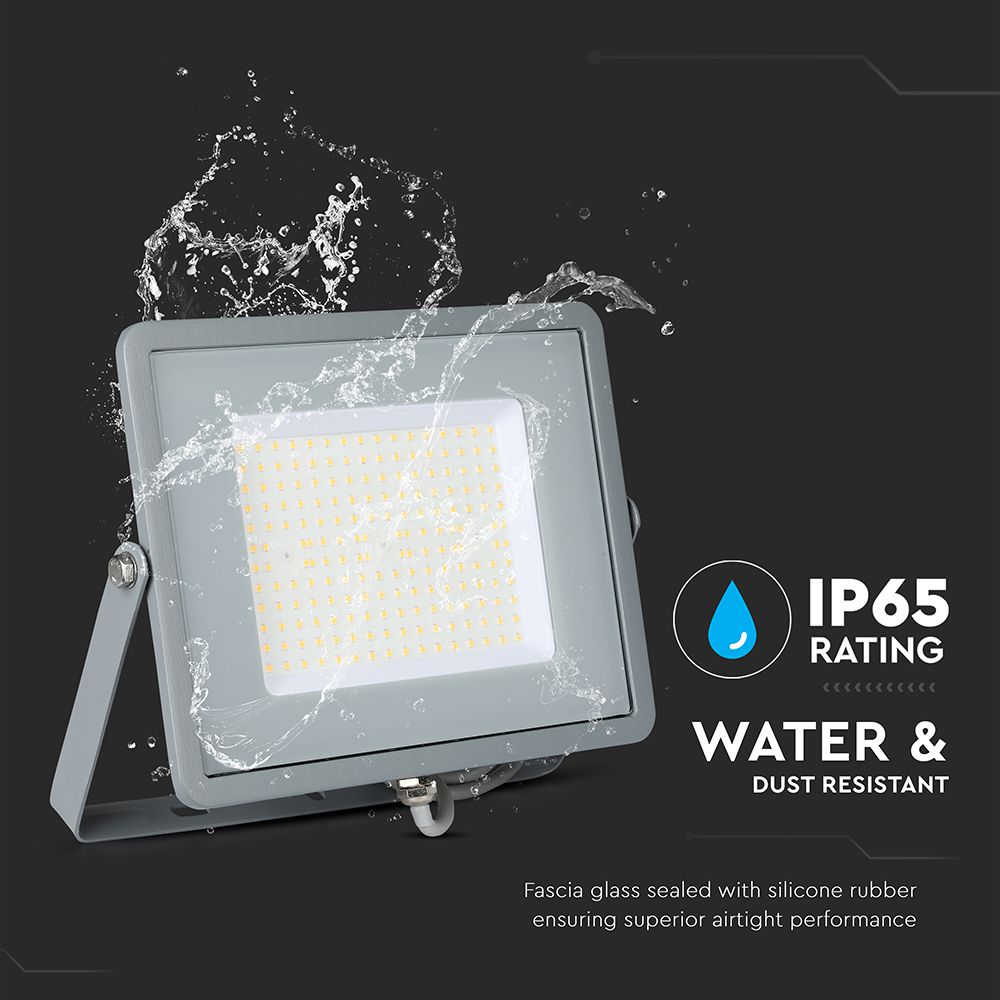 100W Naświetlacz LED SMD / Chip SAMSUNG / Barwa:6400K / Obudowa: Szara / Wydajność: 115lm/w