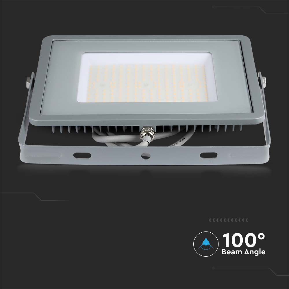 100W Naświetlacz LED SMD / Chip SAMSUNG / Barwa:6400K / Obudowa: Szara / Wydajność: 115lm/w