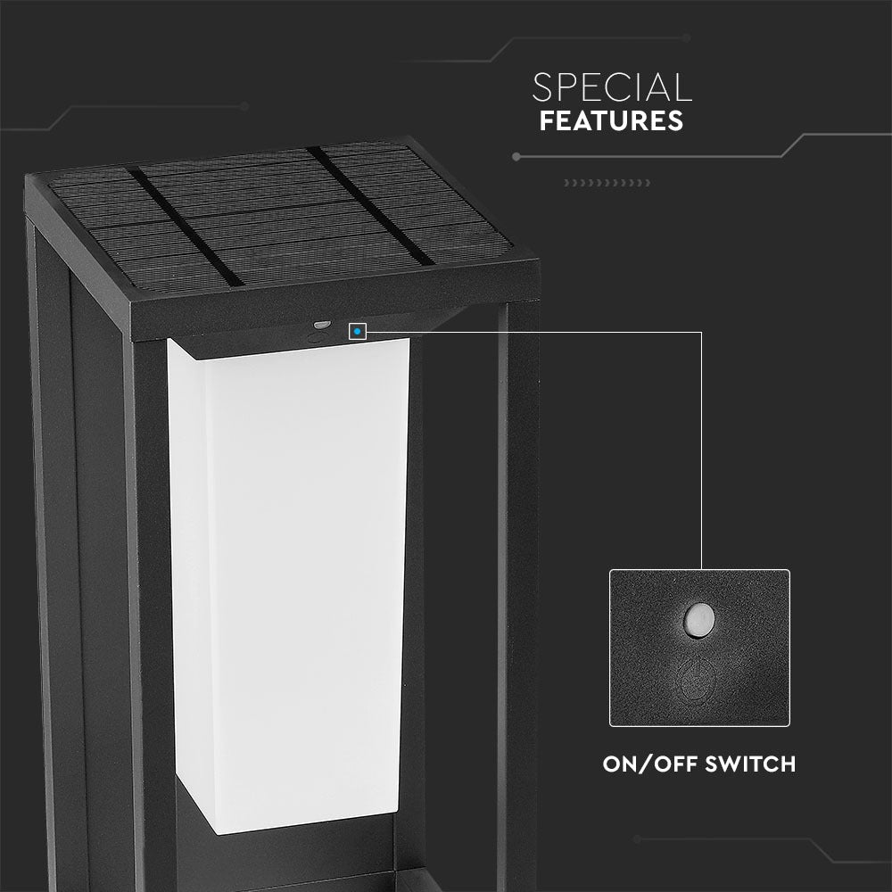 2W Lampa ścienna LED solarna / Chip SAMSUNG / Barwa:3000K / Obudowa: Szara