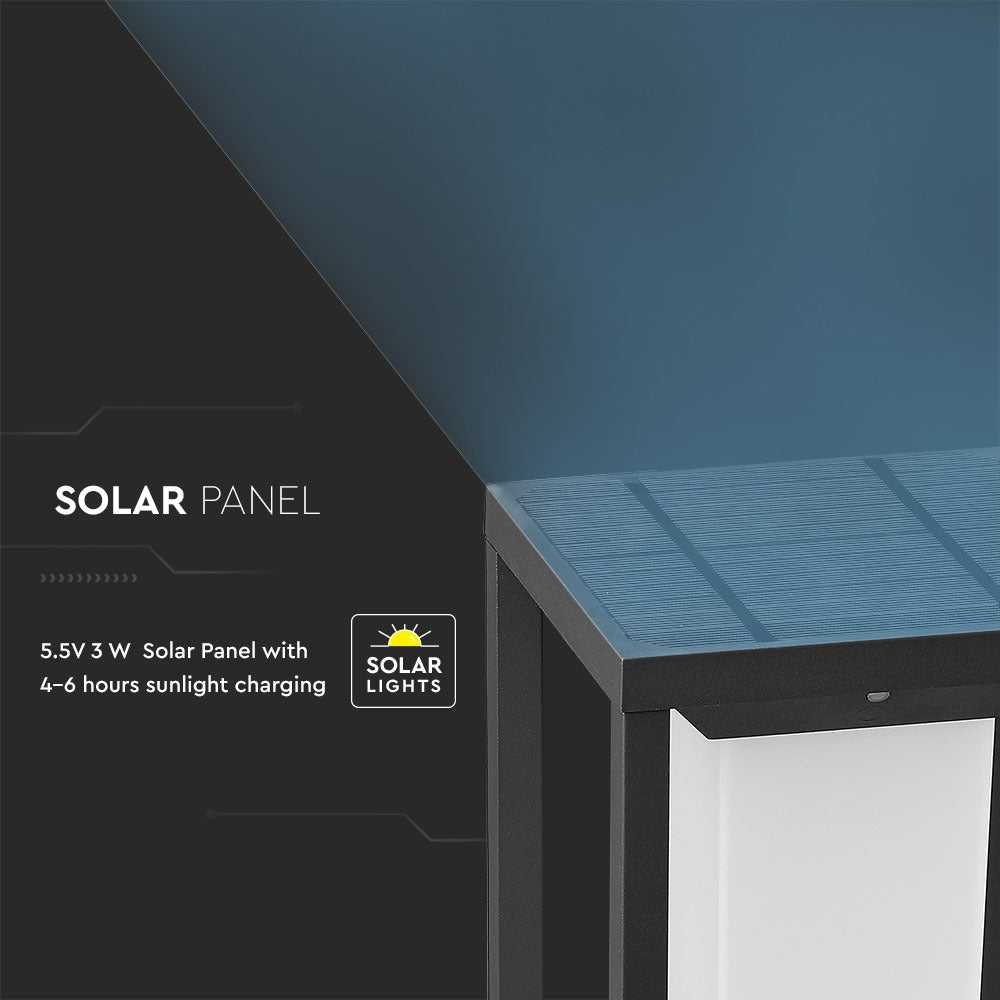 2W Lampa ogrodowa LED solarna / Chip SAMSUNG / Barwa:3000K / Obudowa: Szara