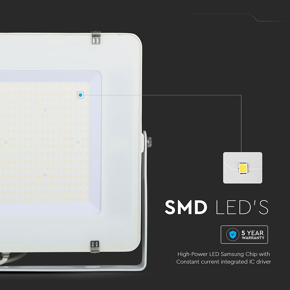 300W Naświetlacz LED SMD / Chip SAMSUNG / Barwa:4000K / Obudowa: Biała / Wydajność: 115lm/w