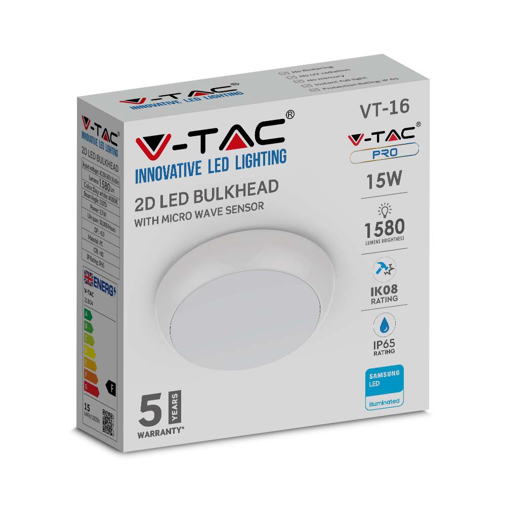 15W Plafon LED z czujnikiem mikrofalowym/ Chip SAMSUNG / Barwa:4000K