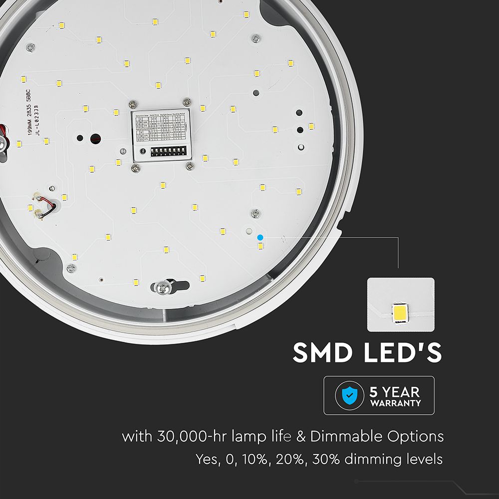15W Plafon LED z czujnikiem mikrofalowym/ Chip SAMSUNG / Barwa:4000K