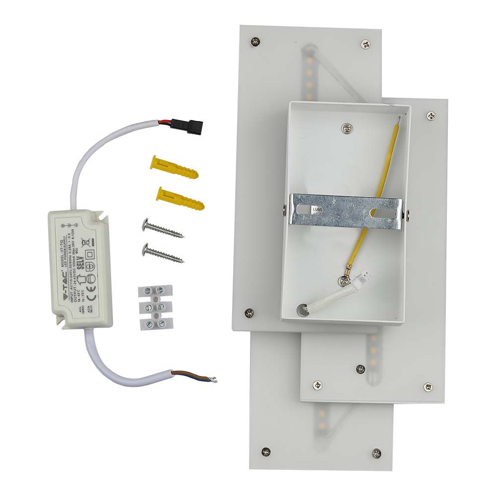 12W Lampa ścienna LED / Barwa:3000K / IP20 / Obudowa: Biała