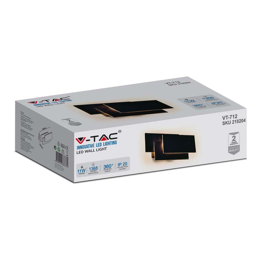 12W Lampa ścienna LED / Barwa:3000K / IP20 / Obudowa: Czarna
