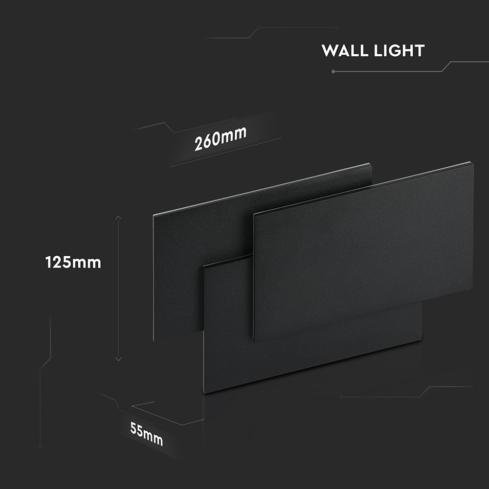 12W Lampa ścienna LED / Barwa:3000K / IP20 / Obudowa: Czarna