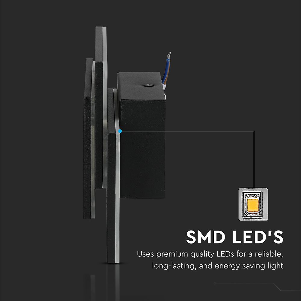 12W Lampa ścienna LED / Barwa:3000K / IP20 / Obudowa: Czarna