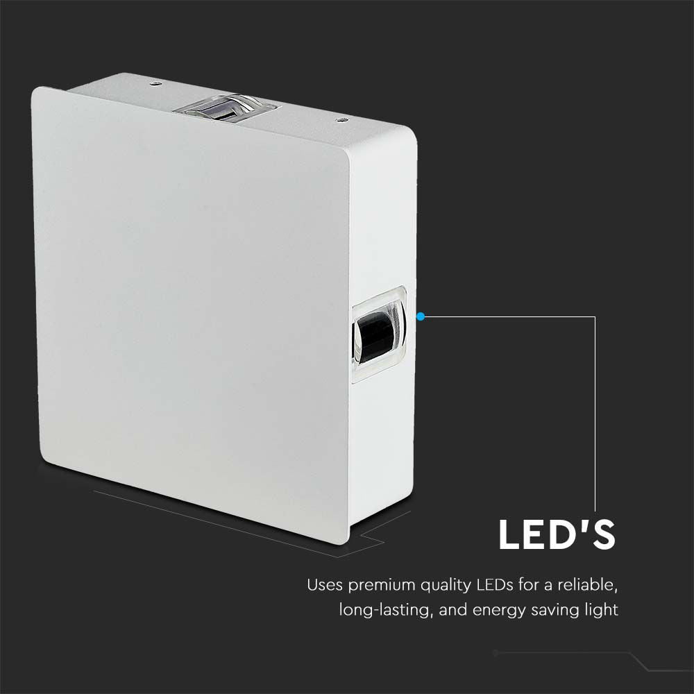 4W Lampa ścienna LED / Barwa:4000K / IP65 / Obudowa: Biała / Kwadratowa