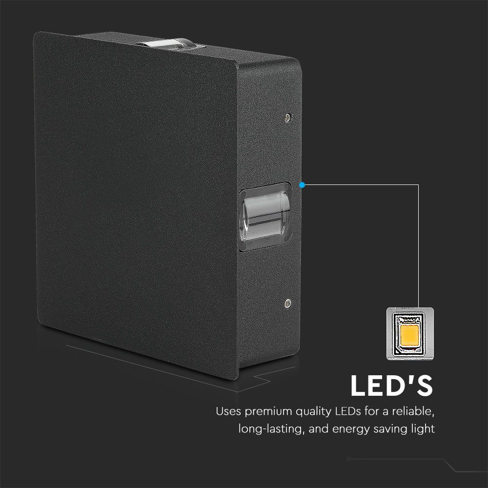 4W Lampa ścienna LED / Barwa:3000K / IP65 / Obudowa: Czarna / Kwadratowa