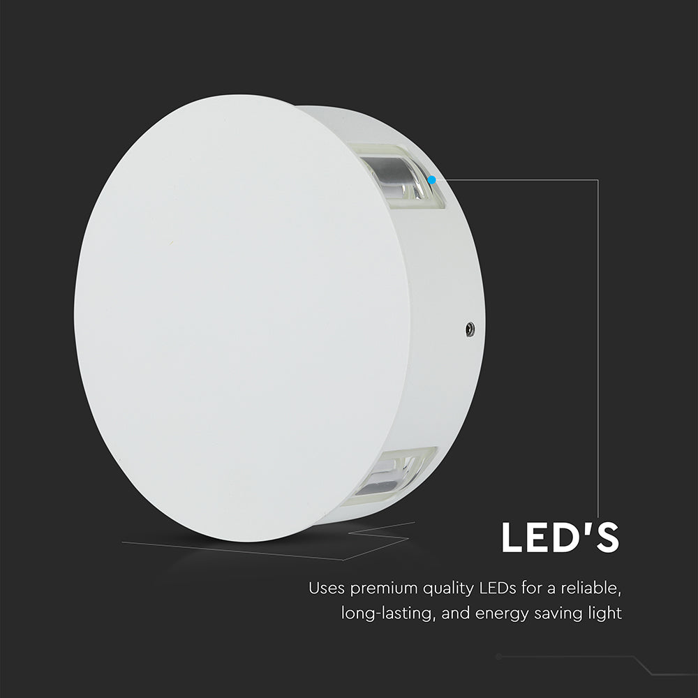 4W Lampa ścienna LED / Barwa:4000K / IP65 / Obudowa: Biała / Okrągła
