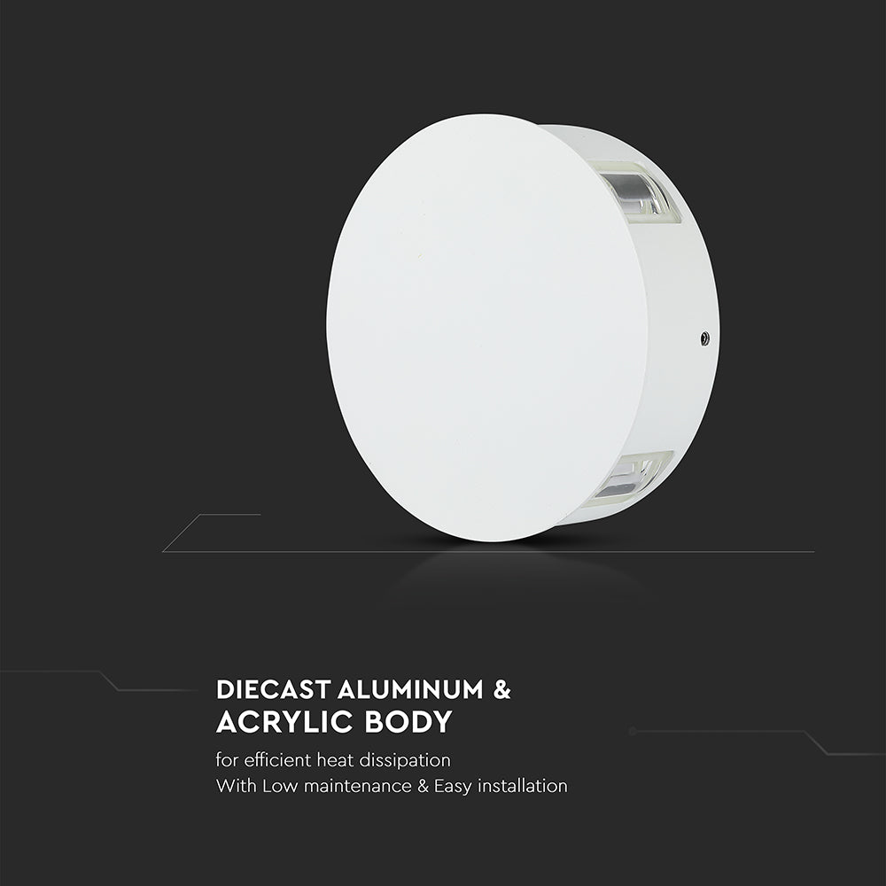 4W Lampa ścienna LED / Barwa:4000K / IP65 / Obudowa: Biała / Okrągła