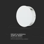 4W Lampa ścienna LED / Barwa:4000K / IP65 / Obudowa: Biała / Okrągła
