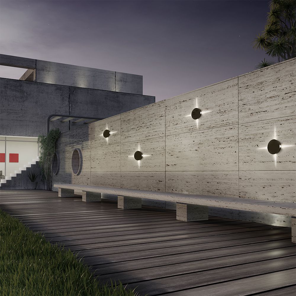 3W Lampa ścienna LED / Barwa:3000K / IP65 / Obudowa: Czarna / Okrągła