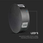 3W Lampa ścienna LED / Barwa:3000K / IP65 / Obudowa: Czarna / Okrągła
